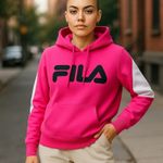 FILA  Bright Pink Hoodie Activewear Pullover Sweatshirt ~ Women's Plus Size 1X Photo 0