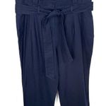 Boden St. Ives High Rise Paperbag Waist Linen Blend Trouser Pants Belt Blue 10R Size 10 Photo 6