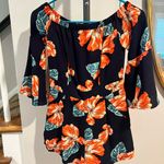 Orange and Green Romper with Flutter Sleeves Photo 0