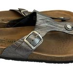 Mephisto Melinda Grey Metallic Silver Sandals Slip On Slides Size 40 10 Women's Gray Photo 0