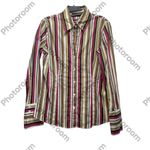 New York & Co. Women’s Stretch Collared  Long Sleeve Glitter Striped  Size M Photo 9