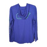 Vineyard Vines Blue Slub Knit Whale Hoodie Long Sleeve Tee Women's Small Photo 1