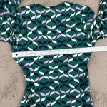 Boden Green Geometric Print Wrap Blouse Long‎ Sleeve Top US 12 UK 16 Photo 4
