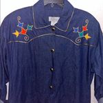 Vintage Western Country Cowgirl 80s Y2K Denim Shirt Jean Dress Gold Denim Retro Size XL Photo 2