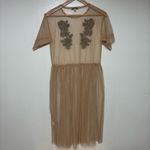 Haute Monde Embroidered Beige Sheer Dress Size S Photo 4