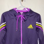 Adidas purple full zip hoodie with contrast pink zip three stripes detail size M Photo 2