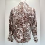 Coldwater Creek Brown & White Leaf Pattern 100% Cotton Long Sleeve Jacket MP Photo 6
