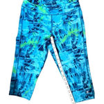 Champion tie dyed turquoise green and black cropped yoga pants Photo 0