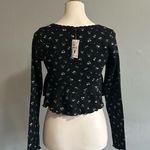 Nordstrom NWT Kirious Los Angeles Floral Black Long Sleeve Crop Top | Size: L Photo 3