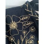 New Direction Womens Large Black Button Up Jacket Gold Floral Embroidery Artsy Photo 3
