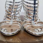 Christian Siriano Silver Strappy Stiletto Heel Size 10 Heeled Gladiator Sandal Photo 1