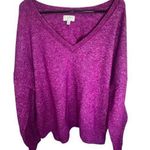 Lucky Brand  Bright Magenta V-Neck Relaxed Fit Pullover Sweater Photo 0