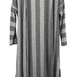 Natural Life Women's Medium Striped Long Sleeve Duster Cardigan Slit Hem Gray Photo 0