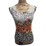Investments  Women's Sleeveless Floral Leopard Print Textured Tank Top M Photo 2
