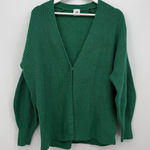 CAbi Green Knit Button Front Cardigan Sweater Cotton Size Large Holiday Photo 0