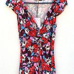 Free People NWT Womens small short sleeve Black red Combo Floral Dress Photo 3