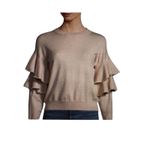 Stellah Pearly Trim Ruffle Sleeve Sweater Light Pink Peach Size Large NWT Tan Photo 7