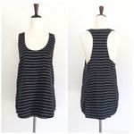 Joie  Striped Silk Racerback Tank‎ Top Scoop Neck Sleeveless Black Silver Medium Photo 1