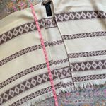 Maje  Ivory Pink Geometric Print Fringed Shawl Poncho Wool Blend Women’s One Size Photo 4