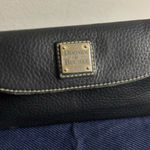 Dooney & Bourke Luca Continental Black Italian Pebbled Leather Red Lined Wallet Photo 0