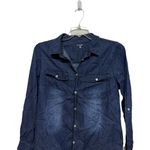 Charlotte Russe  Retro Western Chambray Button Down Long Sleeve Stone Wash Large Photo 1