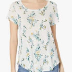 Lucky Brand  white cotton scoop neck floral leaf print tshirt small Photo 0