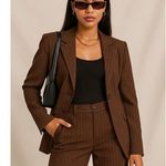Apt. 9  Brown Pinstripe Stretch Pants Women’s Size 12 Minimalist Streetwear Y2K Photo 0