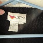 Cristina 70s‎ Vintage Wool Mohair Blend Cardigan Sweater Cropped V Neck Black L Size L Photo 3