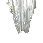 Vintage White Satin Floral Embroidery Pink Blue Accents Kimono Robe Long 2X Size L Photo 1