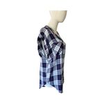 Jachs Girlfriend Large Short Sleeve Button Down Top Blue White Red Plaid EUC Photo 2