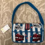 NWT London Blue White Striped Stripes Beaded Shoulder Bag America and Beyond New Photo 0