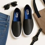 Keds  Womens Black Faux Leather Slip On No Tie Cushioned Sneakers Size 9.5 in EUC Photo 1