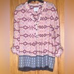 HD in Paris x Anthropologie Kaveri Henley Printed Long Sleeve Blouse Size 8 Photo 4