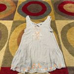 Free People Vintage Light Grey Tunic Floral Embroidery Tank Top Side Cutout XS Photo 4