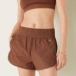 PINK - Victoria's Secret Victoria's Secret PINK High Waist Running Shorts Tan Light Brown NWOT Photo 0