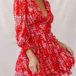 Selfie Leslie 
Laney Cutout Back Ruffle Detail Floral Dress Red size medium Photo 3