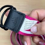 Adidas Women's Pink White Striped Webbing Polyester Belt Metal Buckle Size 42 Photo 1