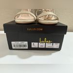 Lulus NWT  Aimee Champagne Gold Metallic Lace Up Strappy Heeled Sandals 7 Photo 2