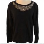 Roz & Ali  black rhinestone diamond sweater Women’s Size L Large Photo 6