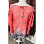 Lane Bryant NWT 18/20 Red Blouse Sheer Kimono Paisley Tie Neck Boho Chiffon Top Photo 2
