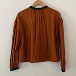 Treasure & Bond  Long Sleeve Velvet Trim Button Down Blouse Size M Photo 5