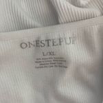 One Step Up White Ribbed Cropped Short Sleeve Top Size XL Stretch Knit Tee Photo 3