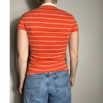 Jones New York Vintage  Sport Preppy Orange White Stripe Collared Shirt Size S Photo 5