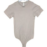 Babaton The group  Aritzia Tan Ribbed Seamless Teee Short Sleeve Bodysuit Medium Photo 0