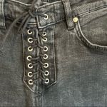 ZARA Black Tie Up Fly Released Raw Hem Crop Flare Jeans Photo 3