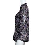 EXPRESS Shirt Womens Small Black Blue Floral Portofino Office Casual Versatile Photo 2