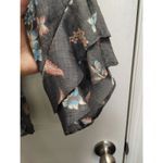 Fred David  Size 2X Gray Floral Long Layered Sleeve Tie Neck Romantic Boho Top Photo 3