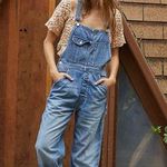 Anthropologie NWT  Edwin Sadie Utility Denim Overalls RipTide Size L Photo 0