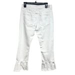 ZARA Basics Jeans Kick Crop Ruffle Flounce White Denim Frill Frayed Hems 4 NWT Photo 3