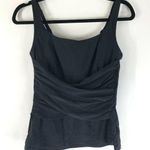 Lands' End Tankini Top Molded Cups Tummy Control Ruched Draped Black 8 Photo 0